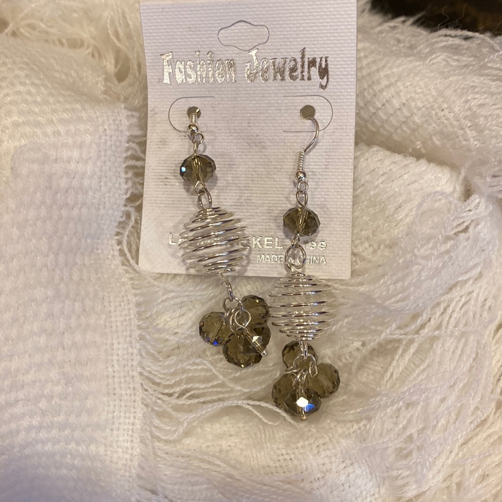Smokey Topaz and silver pierced earrings!